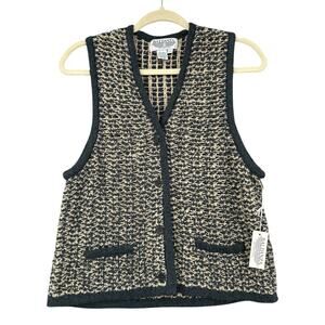 Baldanza Country Meadow Gray Sleeveless Pocket Button Closure Pattern Vest Small